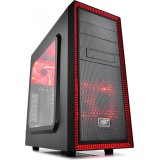 CARCASA DeepCool „TESSERACT SW-RD” Middle-Tower ATX, 2* 120mm RED LED fan (incluse), side window, front audio & 1x USB 3.0, 1x USB 2.0, red&black 